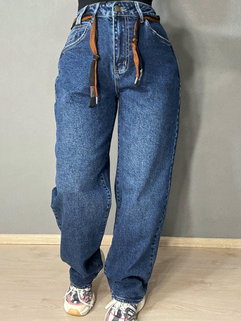 Джинсы женские Liana 478 skater jeans relax широкие с поясом р. 30 Синий (4900)