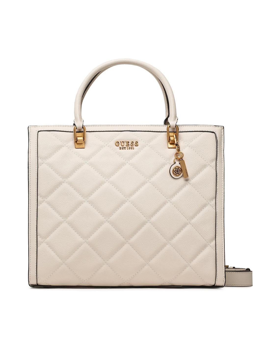 Сумка тоут жіноча з екошкіри Guess ABEY ELITE TOTE HWQB8558230-STO Молочний