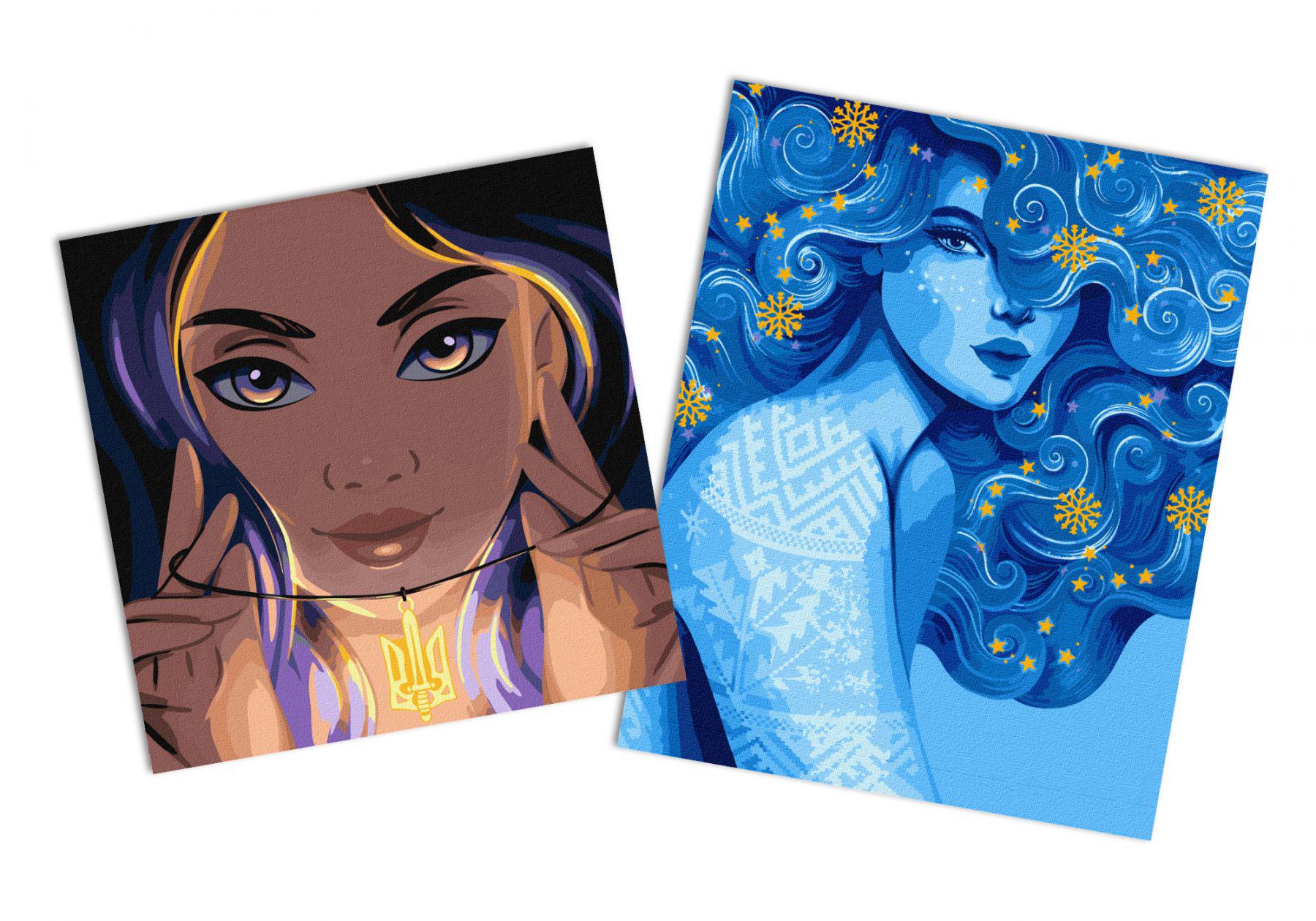 Набор картин по номерам Идейка 2в1 Холодная красота с красками металлик 40x50 см KHO2587 и Смелость 40x40 см KHO2633 (CKHO8733)