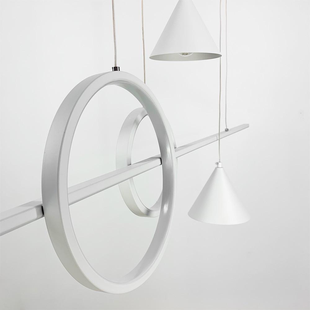 Люстра видовжена LED з 2 конусними плафонами 120 см Білий (MJ 114 WT) - фото 5