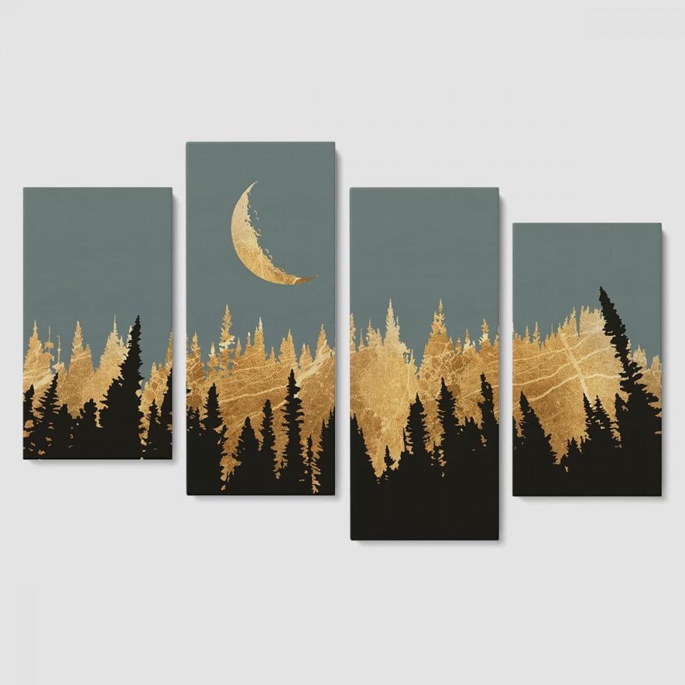 Модульная картина Malevich Store Gold Moon из четырех частей 129x90 см (MK412835)