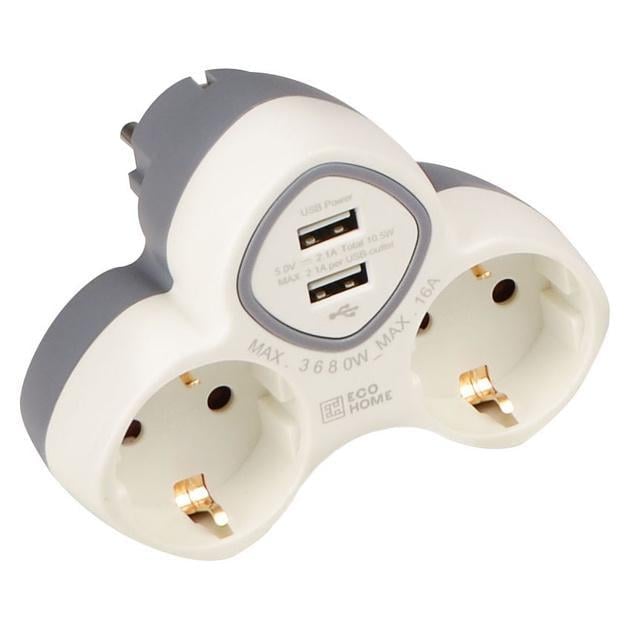 Мережевий перехідник подвійний АСКО-УКРЕМ Ornat 2хUSB тип-С з заземленням Білий (ECO019001019) Мережевий перехідник подвійний АСКО-УКРЕМ Ornat 2хUSB тип-С з заземленням Білий (ECO019001019)