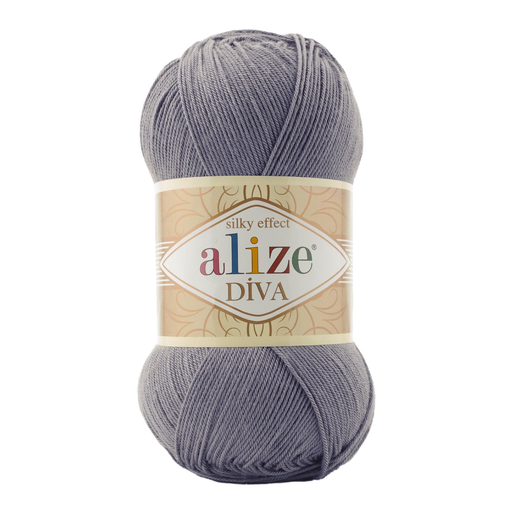 Пряжа Alize Diva 348 Темно-сірий (7498)