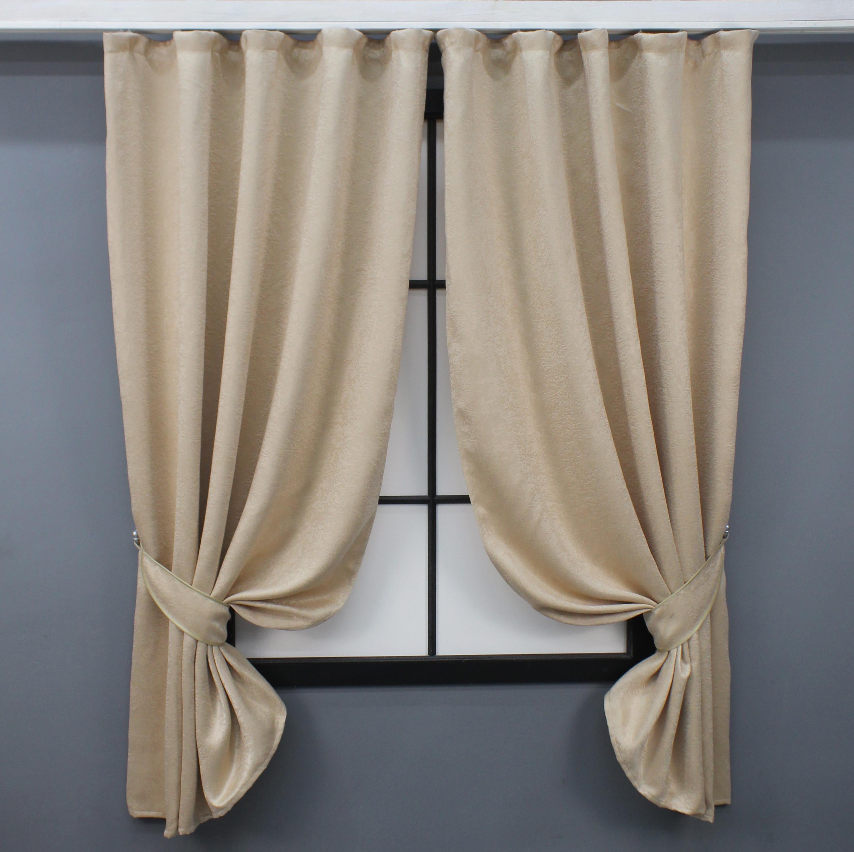 Комплект коротких штор VR-Textil Софт №143ш 130х170 см 2 шт. Пісочний (35-0224)