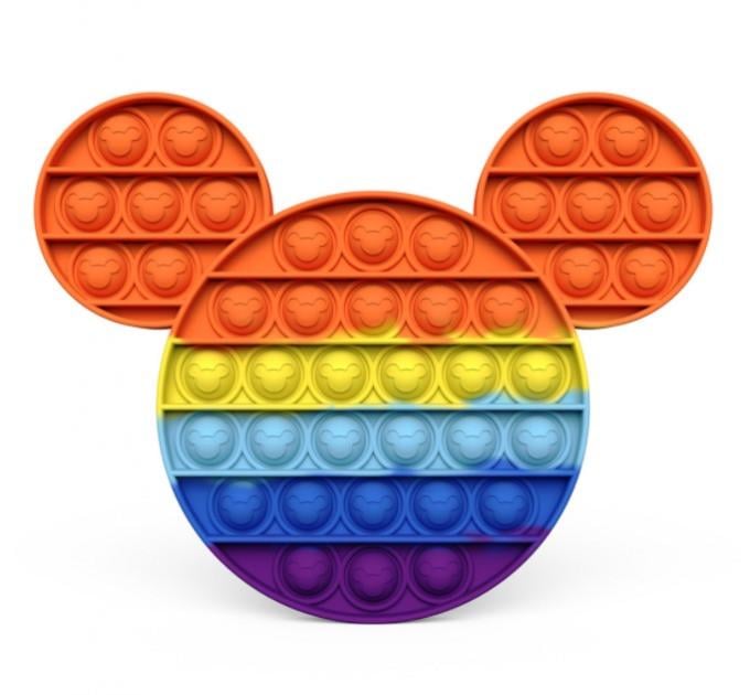 Сенсорна силіконова іграшка пупирка антистрес Поп Іт Фіджет Мікі Маус Райдужний