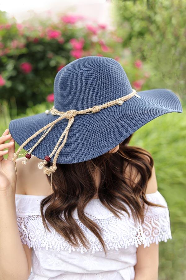 Шляпа женская Braxton с оригинальным украшением из монет и бусин Синий (1755)