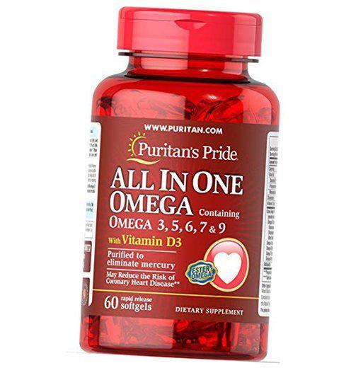 Омега Puritan's Pride All In One Omega 3-5-6-7-9 with Vitamin D3 60 гел. капс. (67367001)