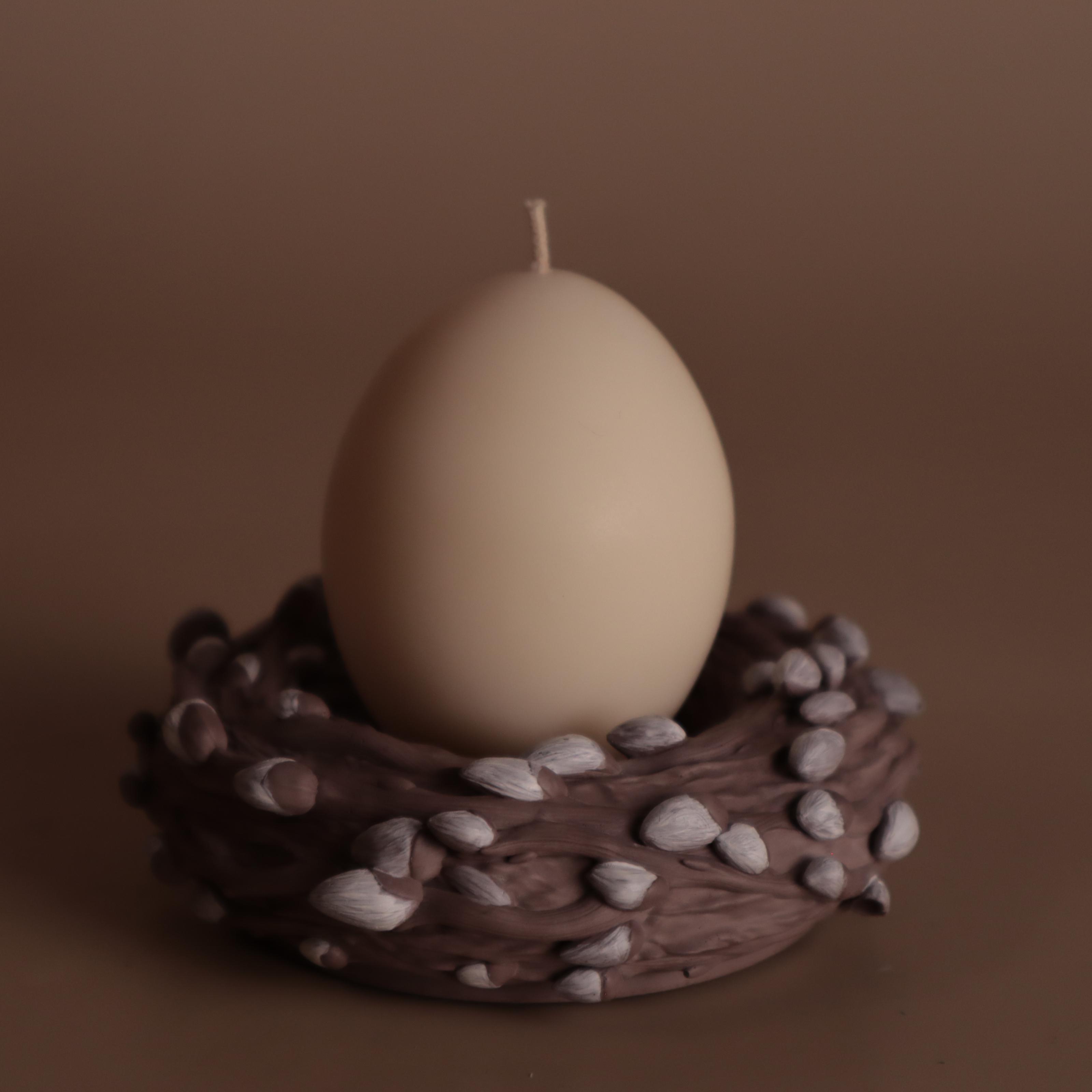 Подарунковий набір аромасвічок Wax Harmony Ваніль Яйце Класичне та свічник Гніздечко (3000031)