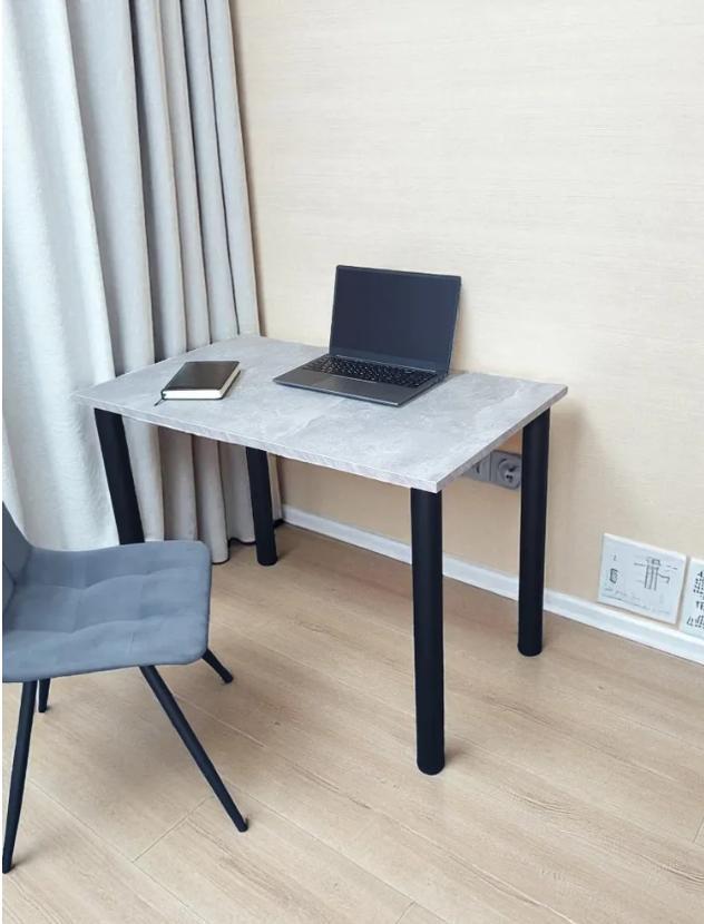 Стол кухонный SmartShop Loft с металлическими ножками с регулировкой высоты 1000x600x730 мм Бетон Ателье Светлый/Черный матовый (31912654)