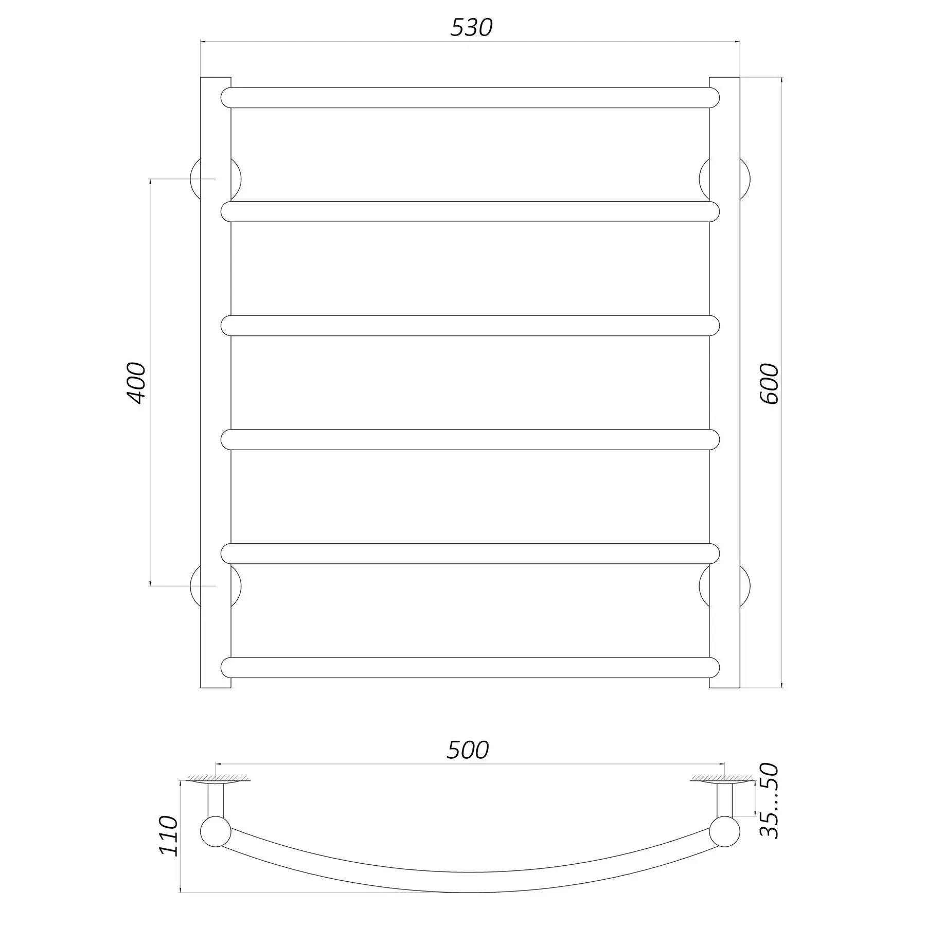 Рушникосушарка водяна UNIO LD W 600-500-6 драбинка дуга (GSR-000020653) - фото 4