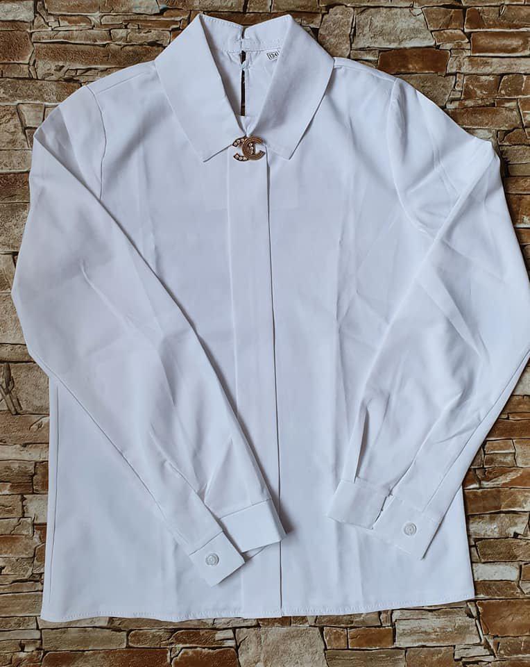 Блуза школьная с украшением 134 см Белый (14686712)