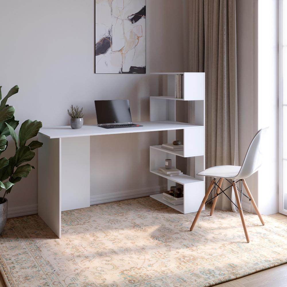 Стіл комп'ютерний з полицями М-Зон Джеко 1416P правий Німфея Альба (MZN-031028) - фото 2 Стіл комп'ютерний з полицями М-Зон Джеко 1416P правий Німфея Альба (MZN-031028) - фото 2