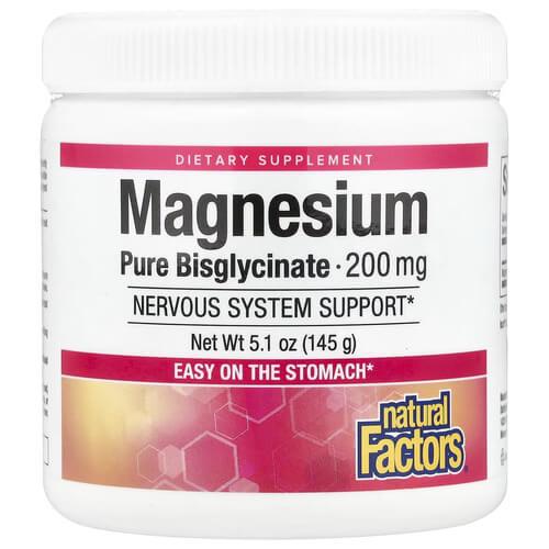 Магний Natural Factors Magnesium Bisglycinate 200 мг 120 г (NFS-01642)