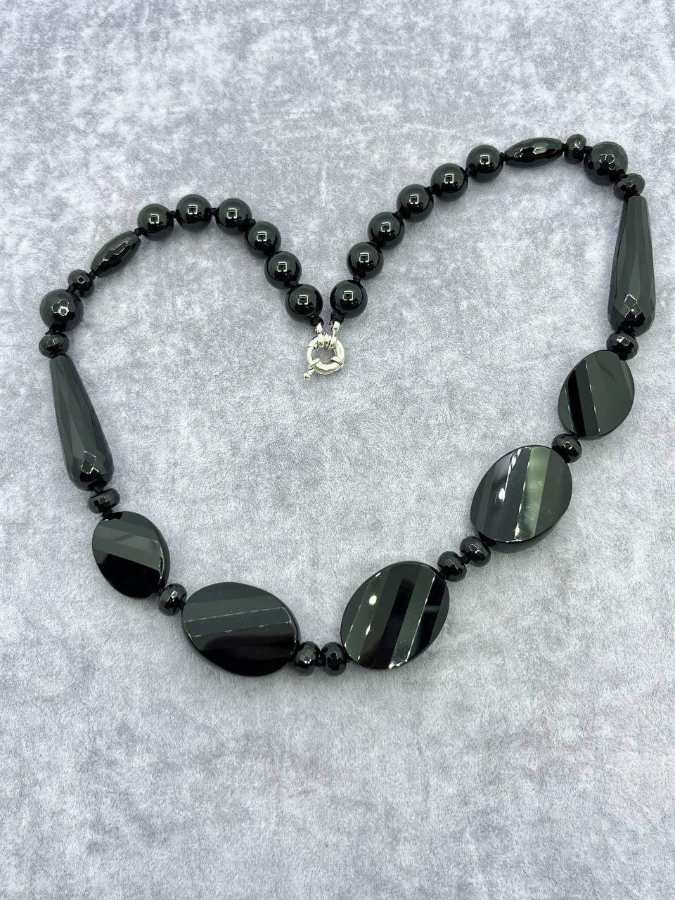 Намисто агат 48 см Чорний (10196)