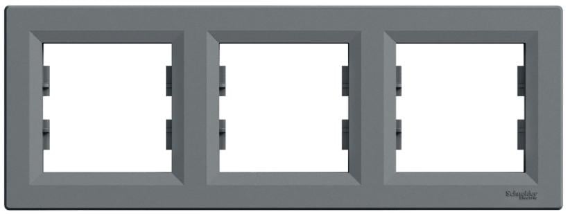 Рамка Schneider Electric трехместная Asfora горизонтальная ABS Сталь (EPH5800362)