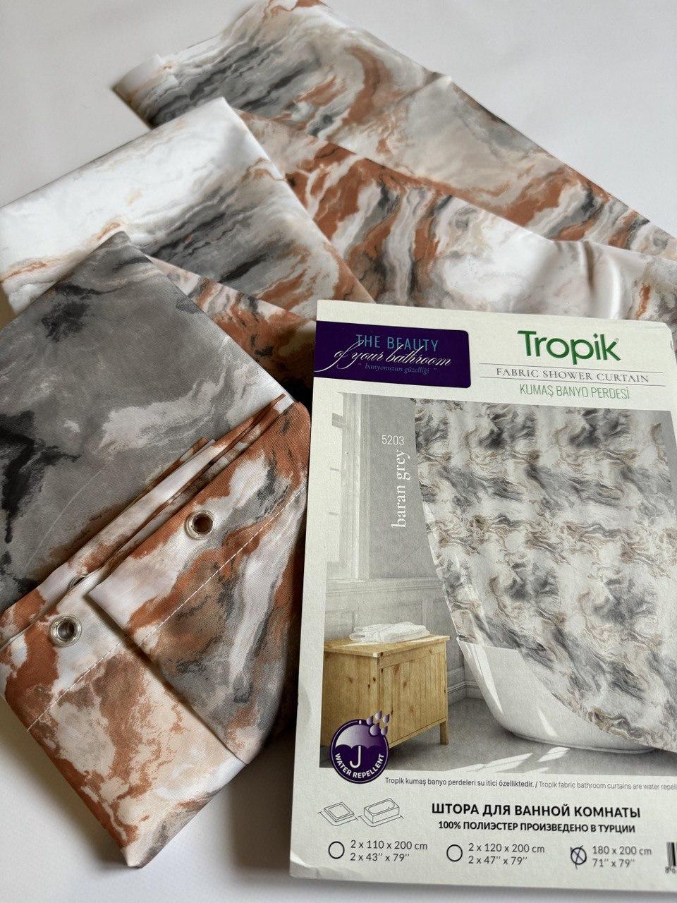 Штора для ванной длинная Tropik BaranGrey 180x220 см (5203/220) - фото 2