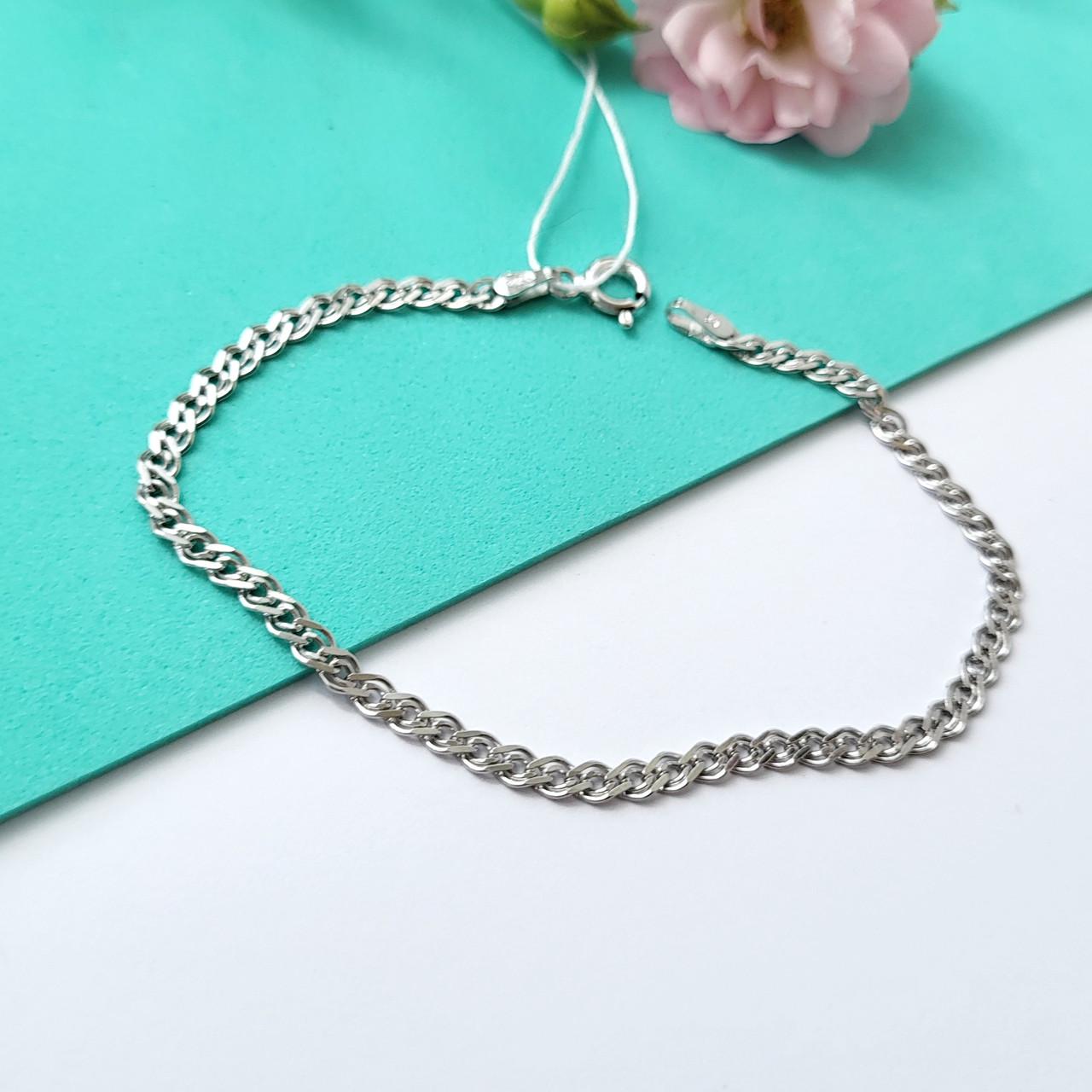 Браслет плоский нонна без камней серебро 925 пробы родированное 2,10 г 18 см (813р1/18)