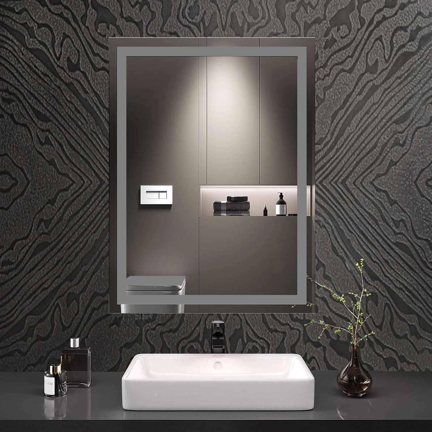 Зеркало EcoLine60 с фронтально-фоновой подсветкой каркас алюминий 500х700 мм (1120245070) - фото 2 Зеркало EcoLine60 с фронтально-фоновой подсветкой каркас алюминий 500х700 мм (1120245070) - фото 2