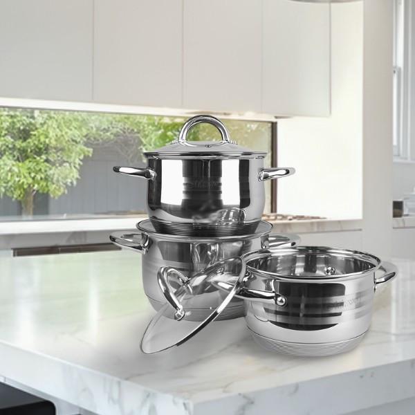 Набір каструль різного розміру з кришками та мірною шкалою 6 шт. (MR-3513-6L) - фото 3 Набір каструль різного розміру з кришками та мірною шкалою 6 шт. (MR-3513-6L) - фото 3