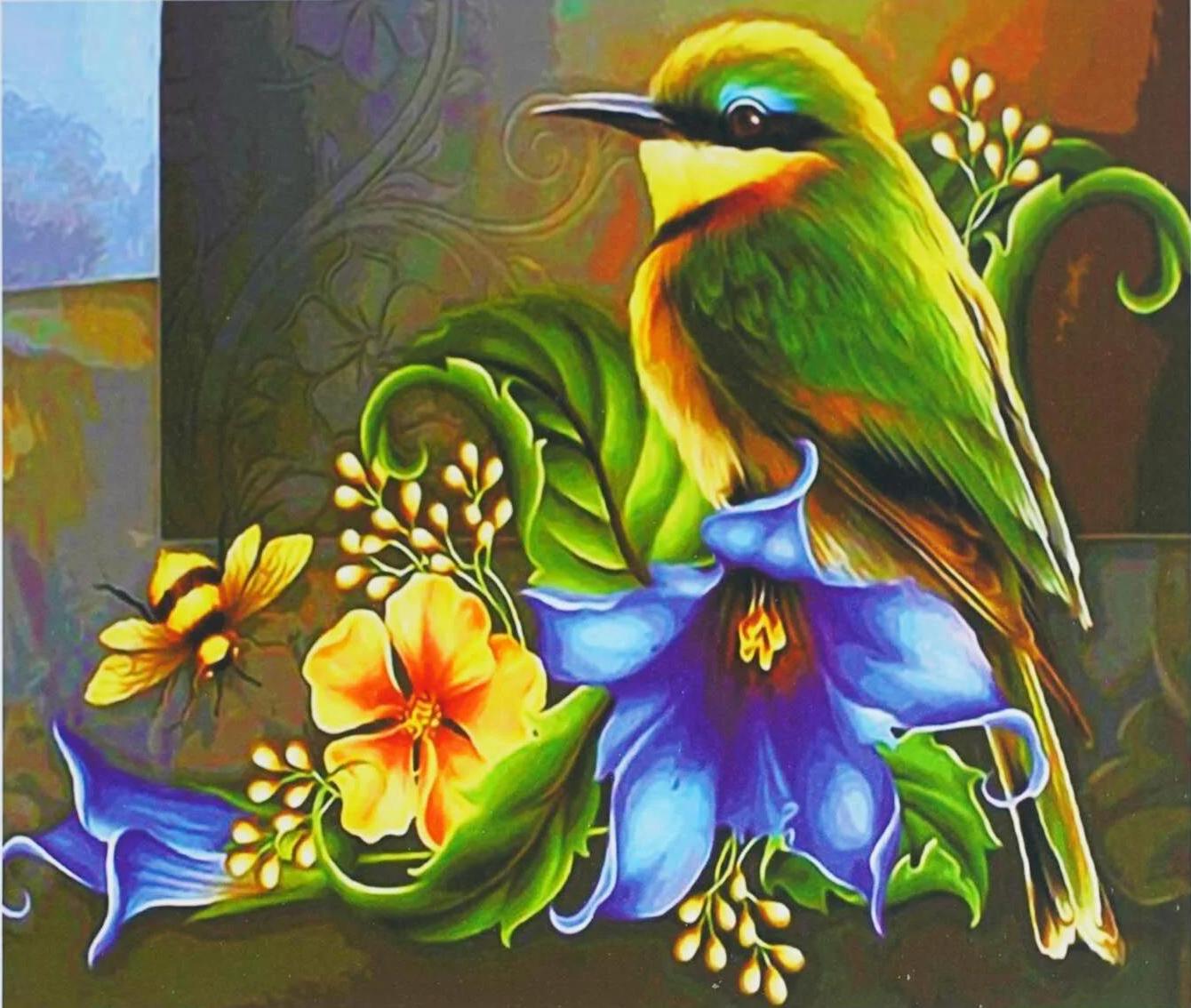 Алмазна мозаїка TK Group AL 86427/30 Весіння пташка зі стразами різної форми в коробці 40х50 см (24686672)