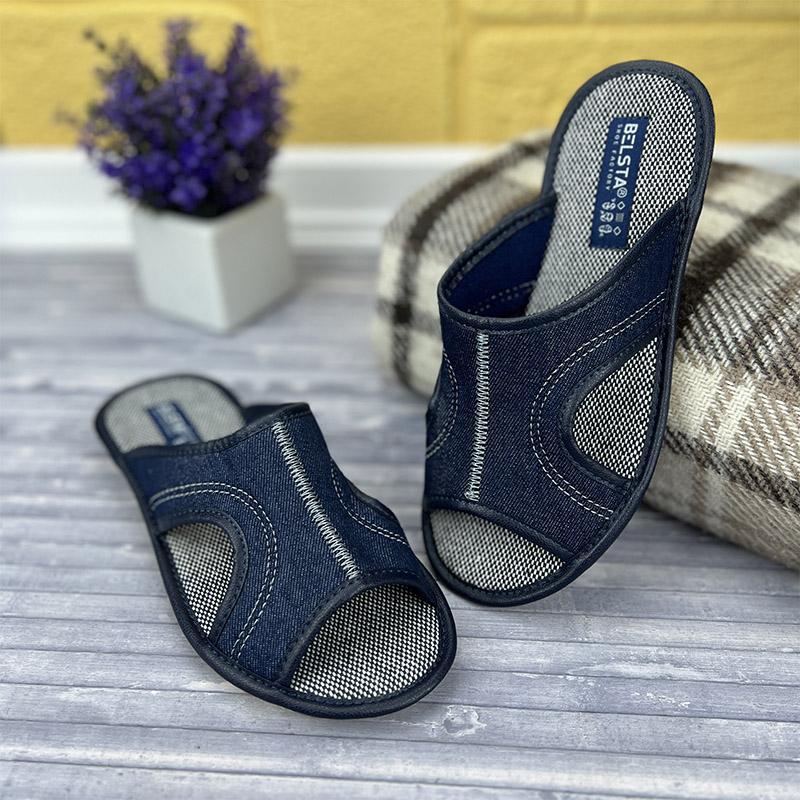 Домашні тапочки жіночі БЕЛСТА Е-00859-1 джинсові 23 см p. 36 Синій (58256314)