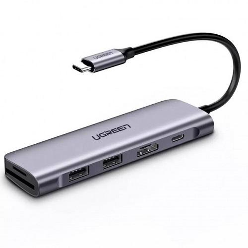 Док-станція Ugreen CM195 USB Type-C - HDMI/USB 3.0x2/PD Сірий (70411) - фото 1