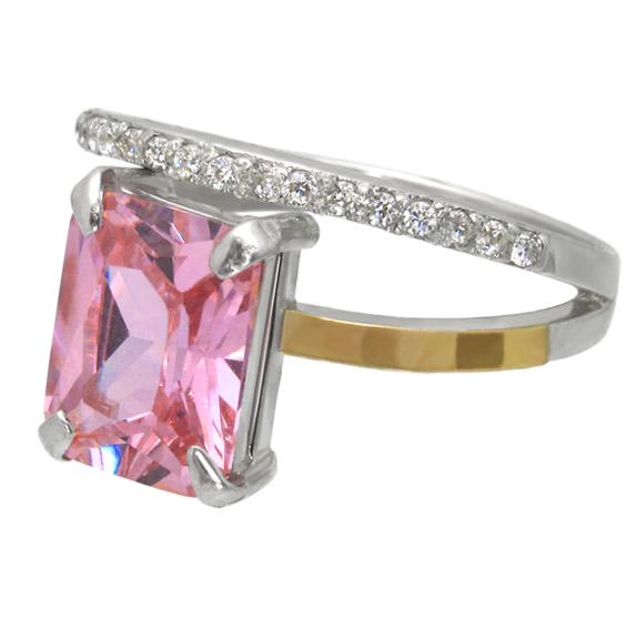 Серебряное кольцо с золотыми пластинами Желание 16 (071к.10-1)