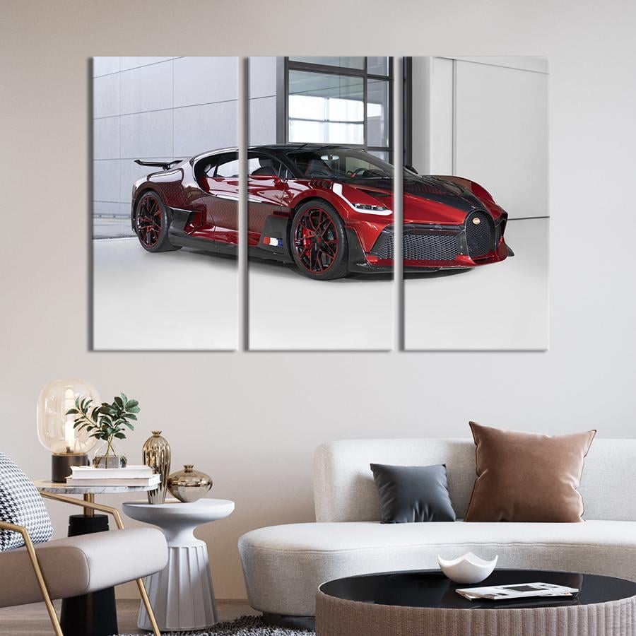 Картина на холсте триптих Кроваво-красный Bugatti Divo 156x100 см (1300-31)