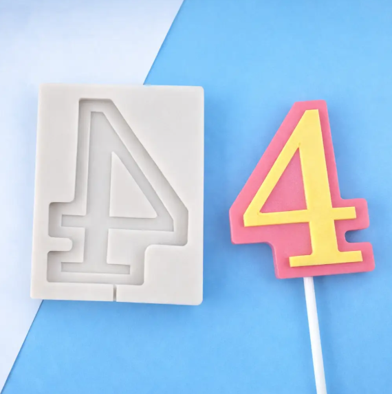 Молд силиконовый цифра 4 универсальный 92x72 мм Серый (40772)