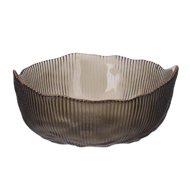 Салатник стеклянный Flora Fleur Серый 20 см (28410)