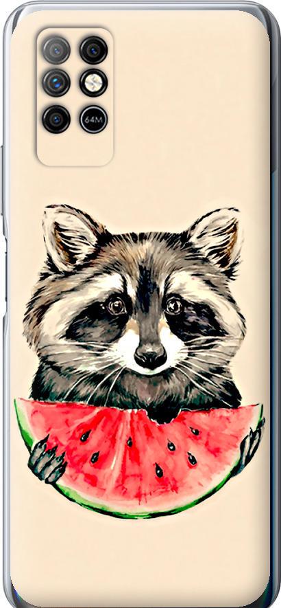 Чехол на Infinix Note 8 Енотик с арбузом (4605u-2710-42517)