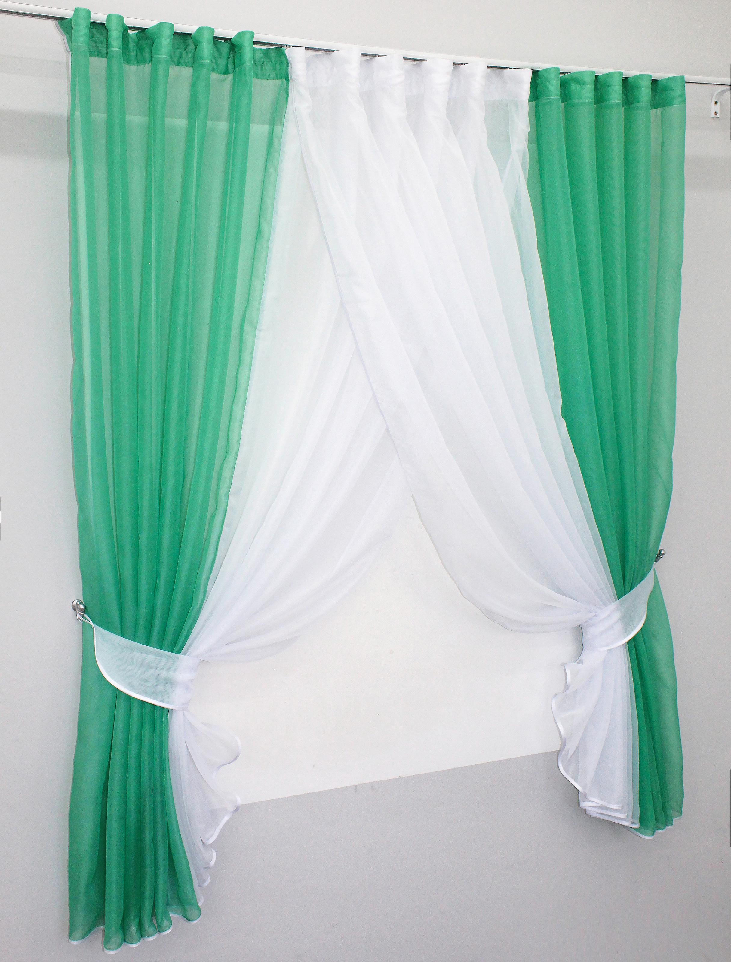 Шторы кухонные VR-Textil №096к с подвязками 400х170 см Мятный/Белый (50-993) - фото 2