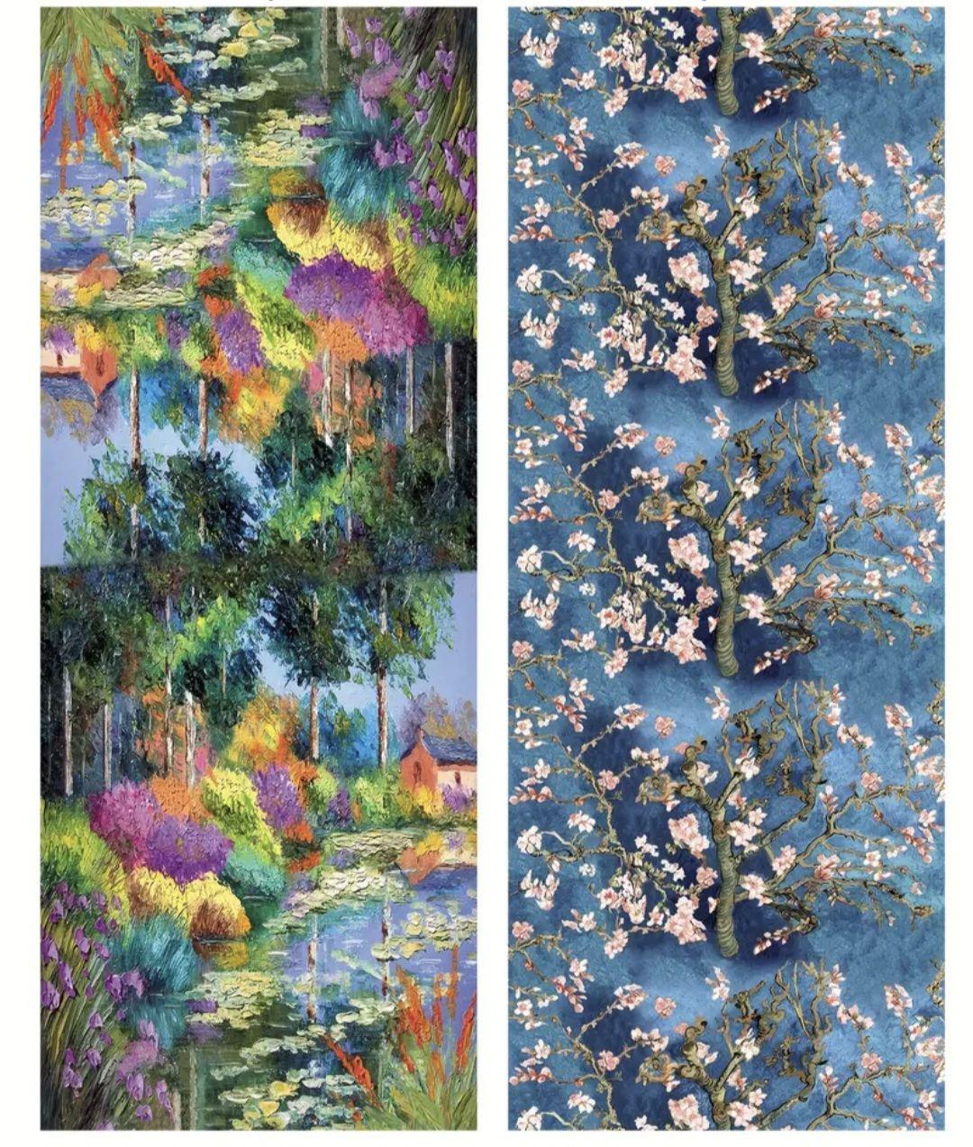 Палантин жіночий двосторонній з художнім принтом блакитний (000013) - фото 5 Палантин жіночий двосторонній з художнім принтом блакитний (000013) - фото 5