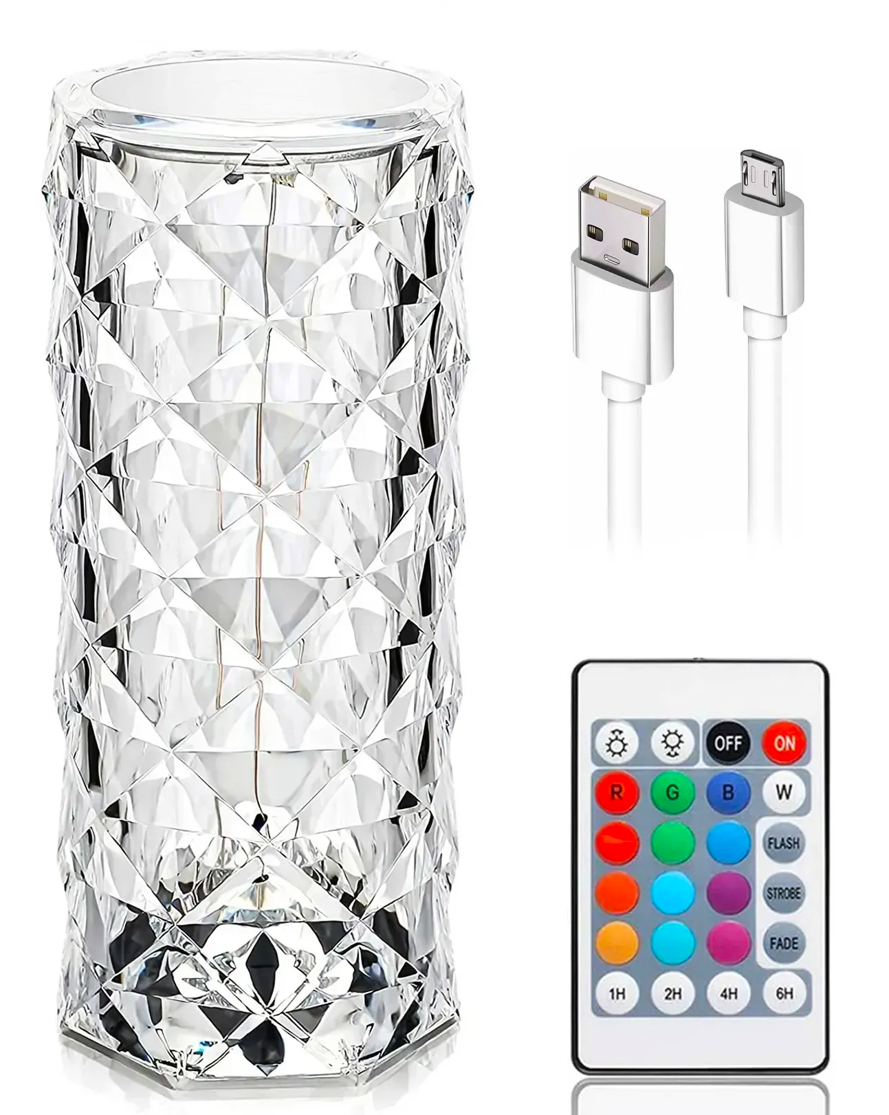 Настольная лампа RGB Crystal Rose Ambience с пультом и USB-зарядкой (234570147)