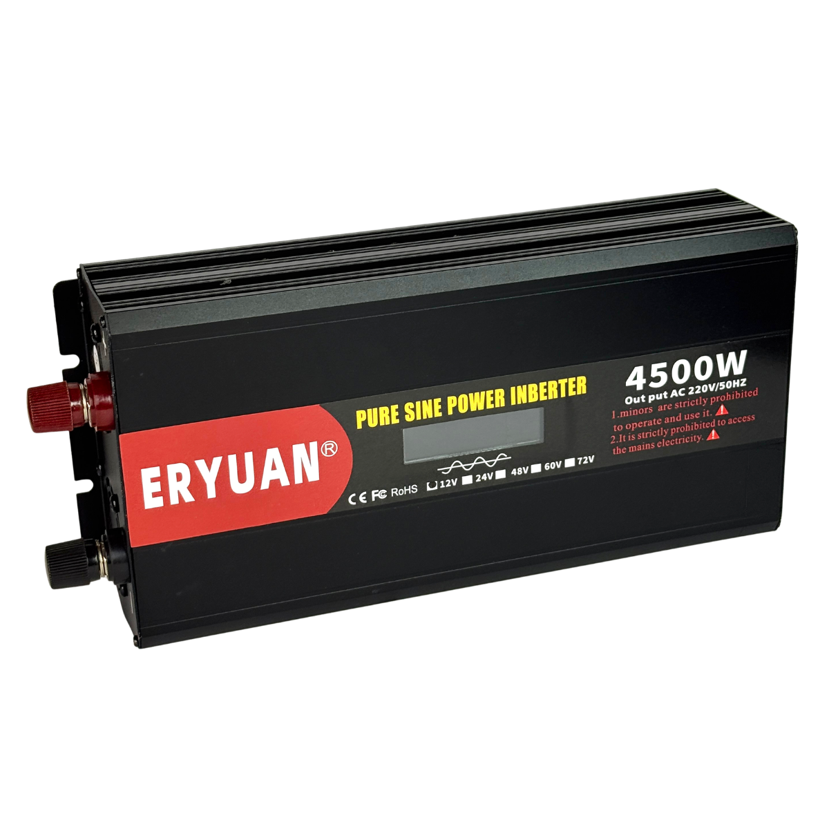 Инвертор Eryuan с чистой синусоидой 4500 Вт 12В-220В Черный (ER-4500A)