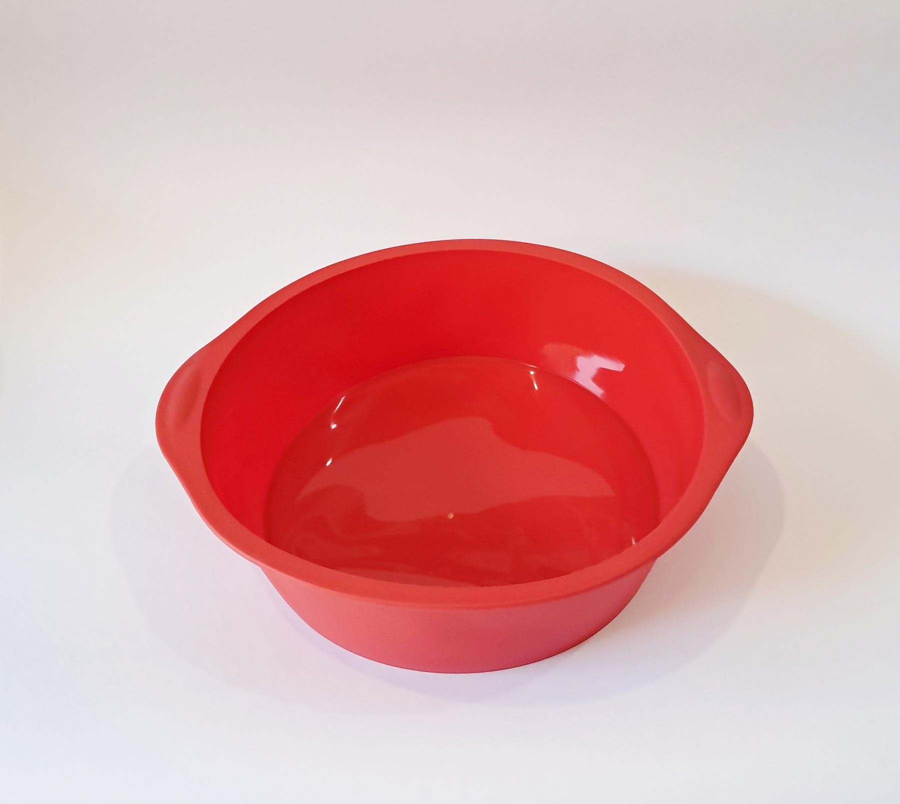 Силиконовая форма для пирогов и тортов круглая с ручками 20 см Красный (SAM-04281) - фото 2