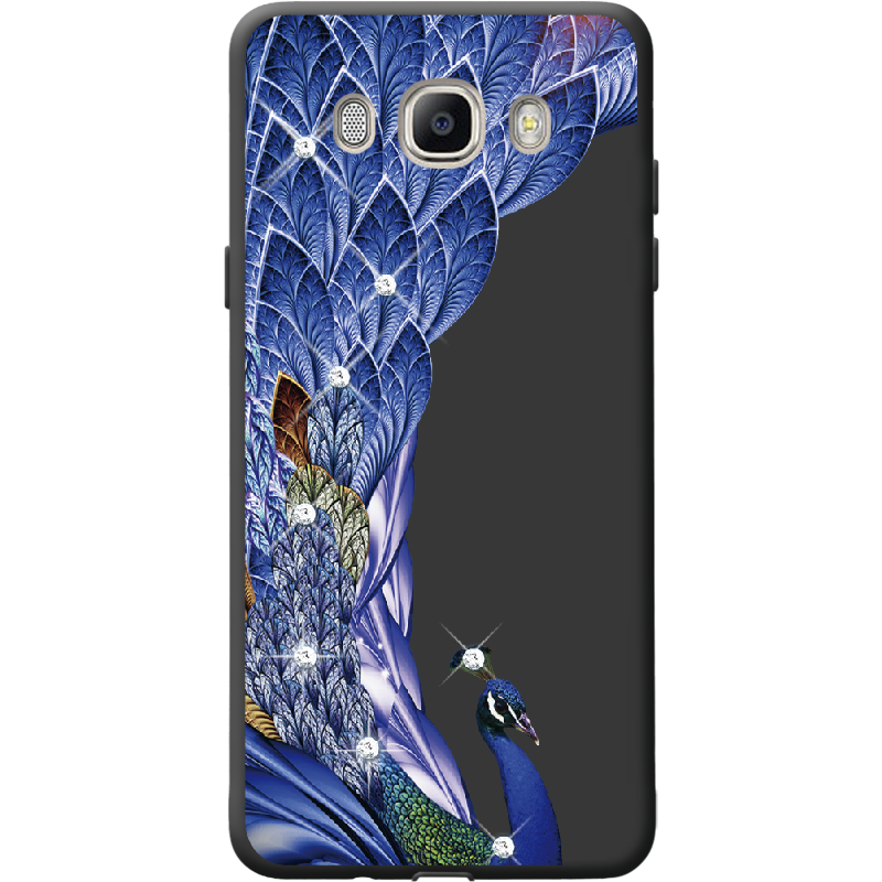 Чехол BoxFace Samsung J510 Galaxy J5 2016 Павлин со стразами Черный силикон (25137-rs7-41569)