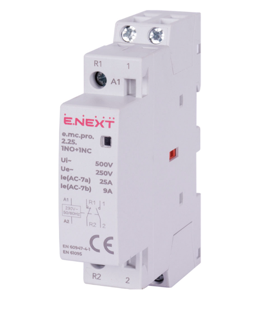 Контактор модульний E.Next e.mc.pro.2.25.1NO+1NC 2р 25А 1NO+1NC 230В p005220