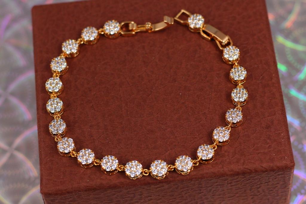 Браслет Xuping Jewelry Круглые звенья соединение колечком 17 см 6 мм Золотистый