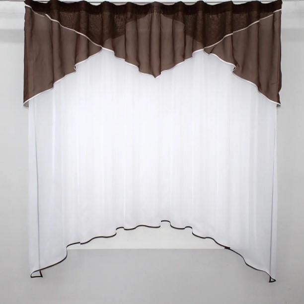 Тюль арка на кухню с ламбрекеном шифон 270х170 см Венге/Белый (025к) Тюль арка на кухню с ламбрекеном шифон 270х170 см Венге/Белый (025к)