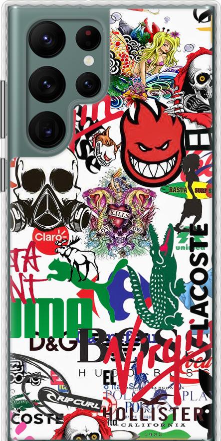 Чехол на Samsung Galaxy S22 Ultra Many different logos (4022pc-2500-42517)