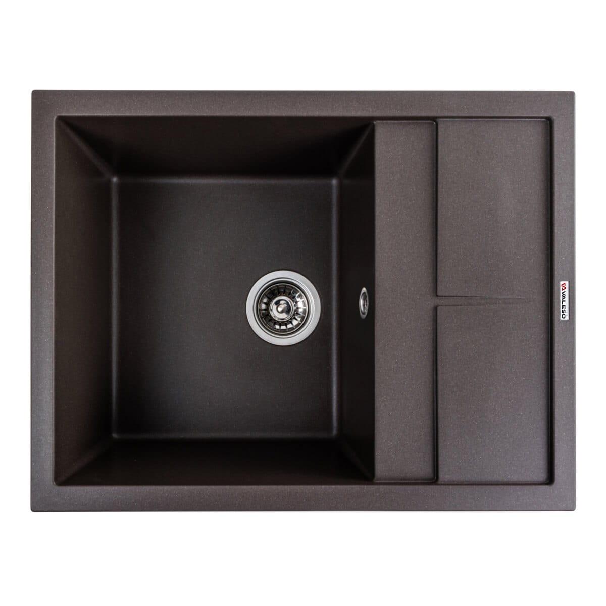 Мойка гранитная Valeso Lotos 650х500 врезная прямоугольная Темная скала матовый (PLTM-SP000047125)