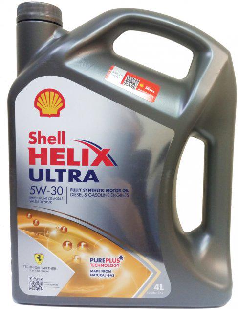 Масло SHELL Helix Ultra ECT 5W-30 синтетическое 4 л - фото 1