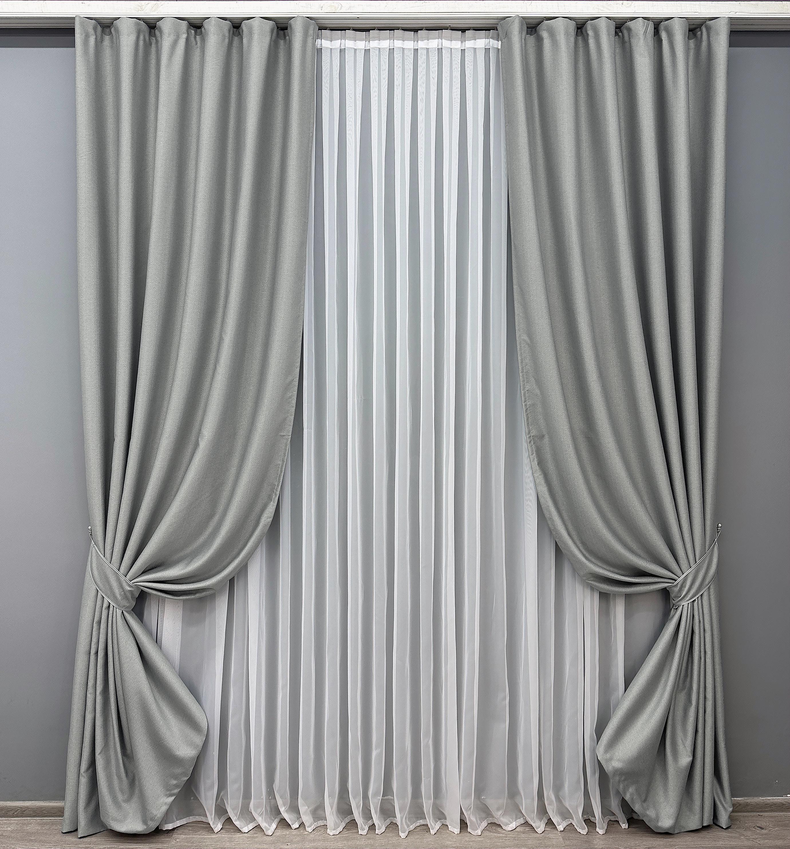Комплект готовых штор VR-Textil Шенил однотонный №1689ш 150х270 см 2 шт. Светло-серый (33-0587) - фото 1 Комплект готовых штор VR-Textil Шенил однотонный №1689ш 150х270 см 2 шт. Светло-серый (33-0587) - фото 1