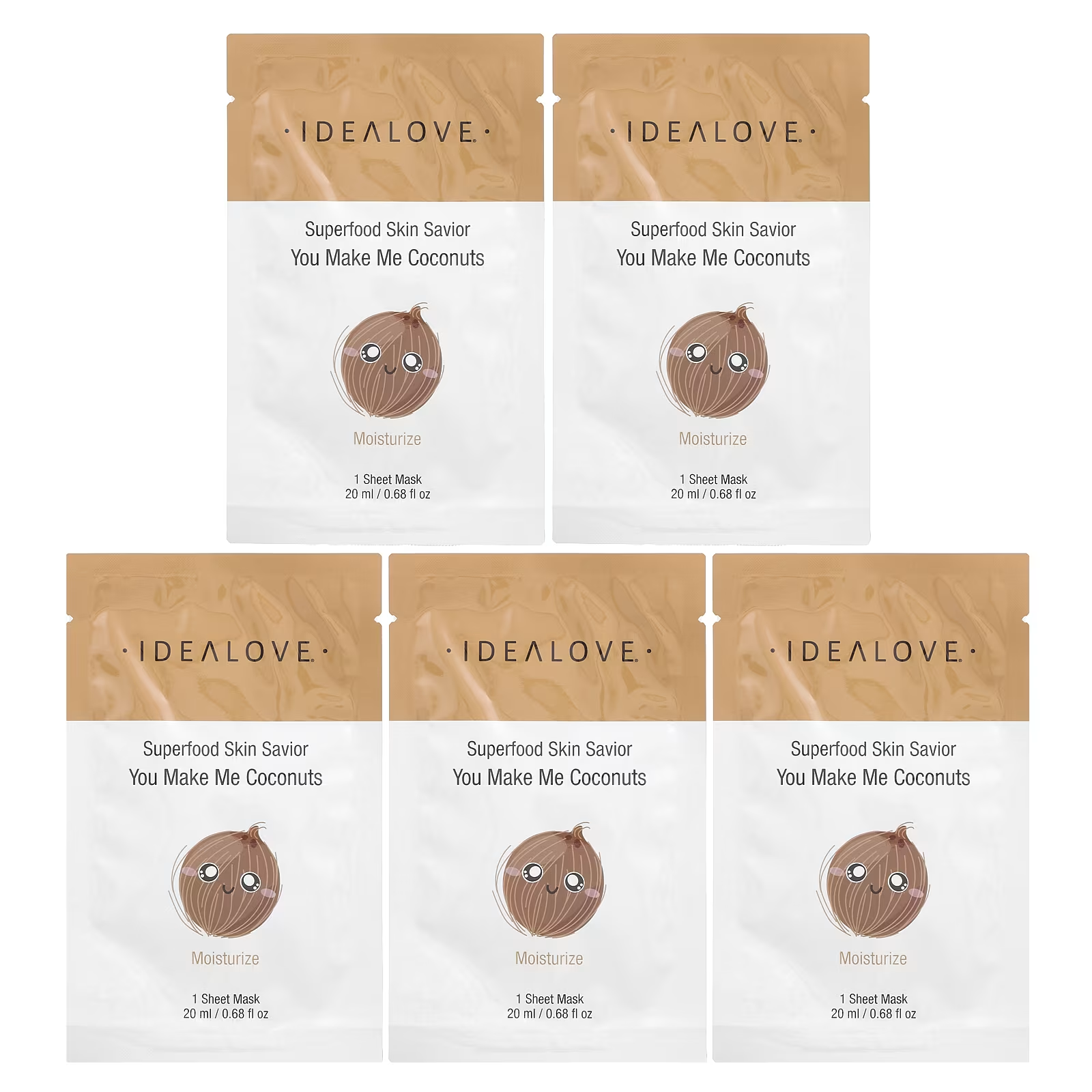Маски тканевые с суперфудами Idealove Superfood Skin Savior кокос 5 шт. по 20 мл (IDE-02312)