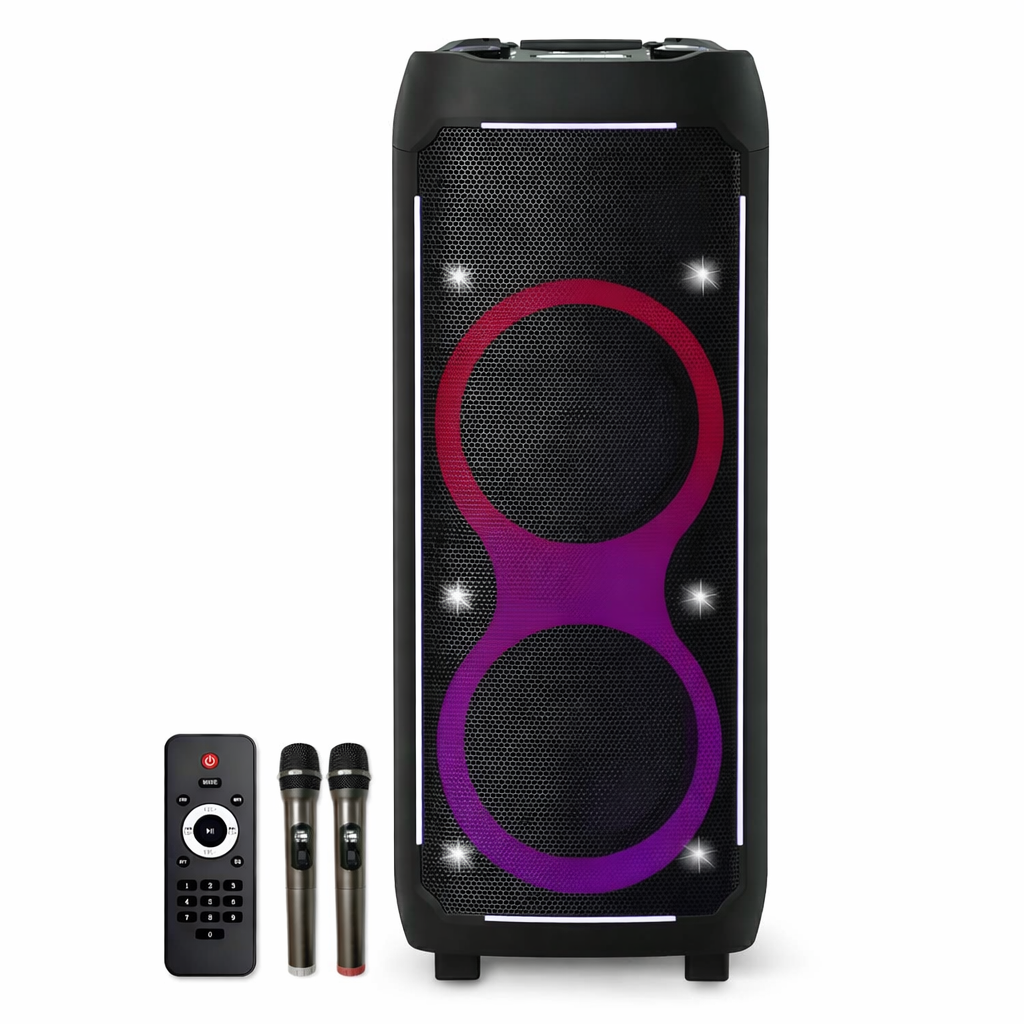 Колонка-караоке ZXX-6510 100W 2х10" Bluetooth TWS 2 радіомікрофони USB/TF FM LED (31776515)