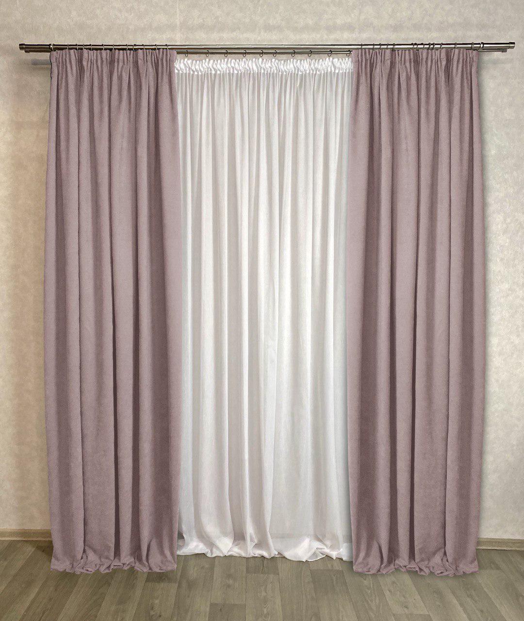 Комплект штор Diamond мікровелюр 250х280 см 2 шт. Пудровий - фото 1 Комплект штор Diamond мікровелюр 250х280 см 2 шт. Пудровий - фото 1