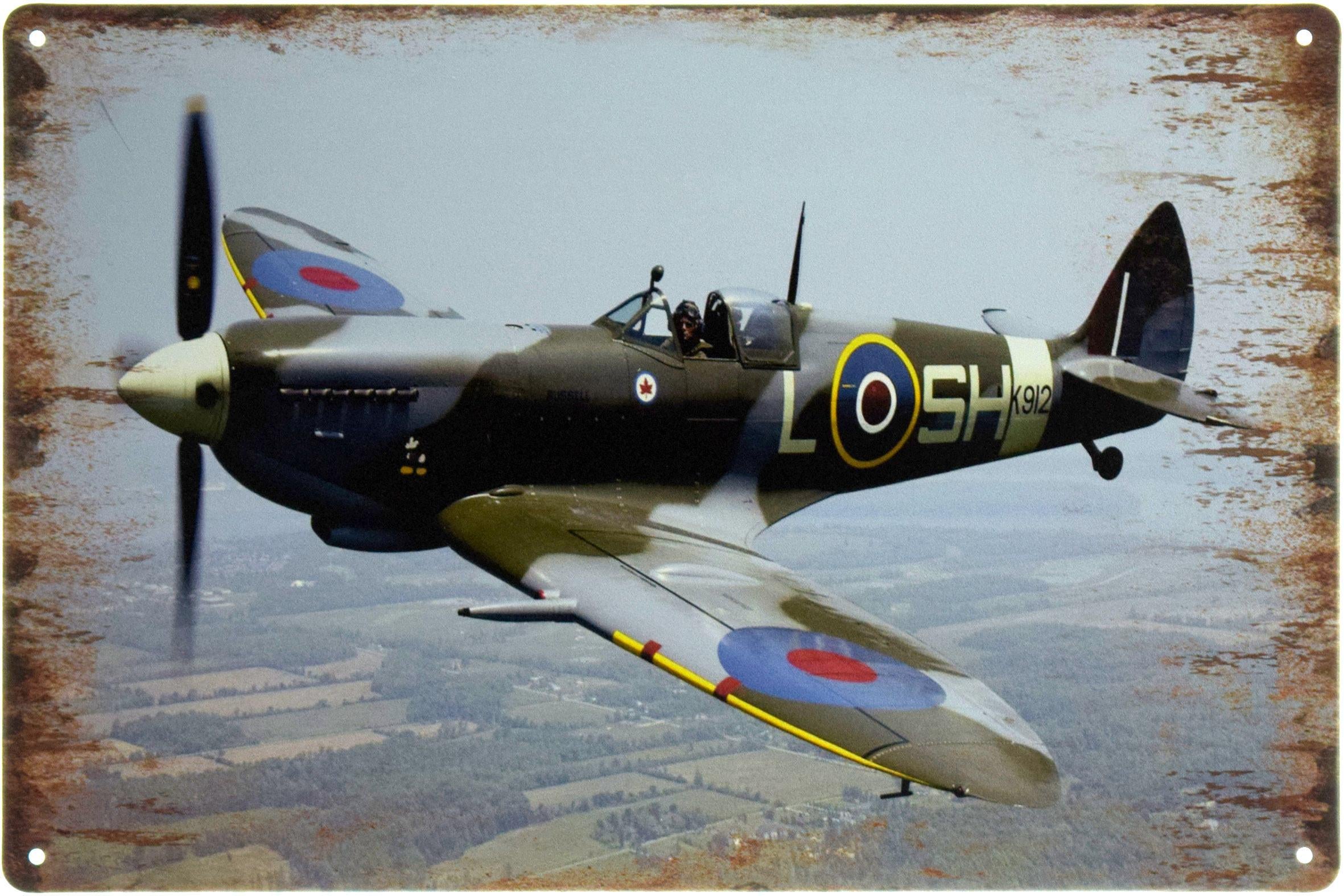 Табличка металева "Supermarine Spitfire Mk IX" 20x30 см (ms-103683)