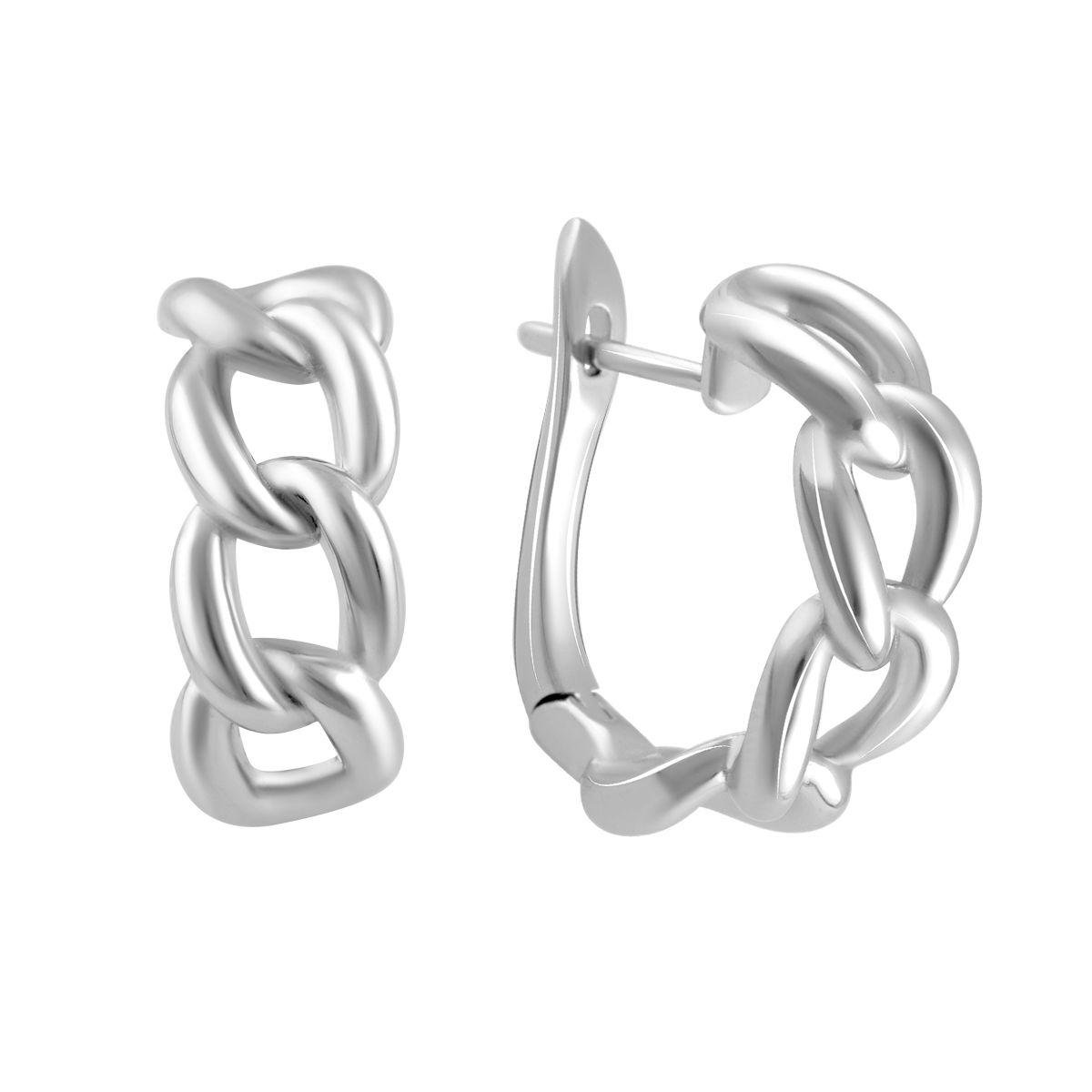 Серебряные серьги-кольца Цепи Серебряные серьги-кольца Цепи