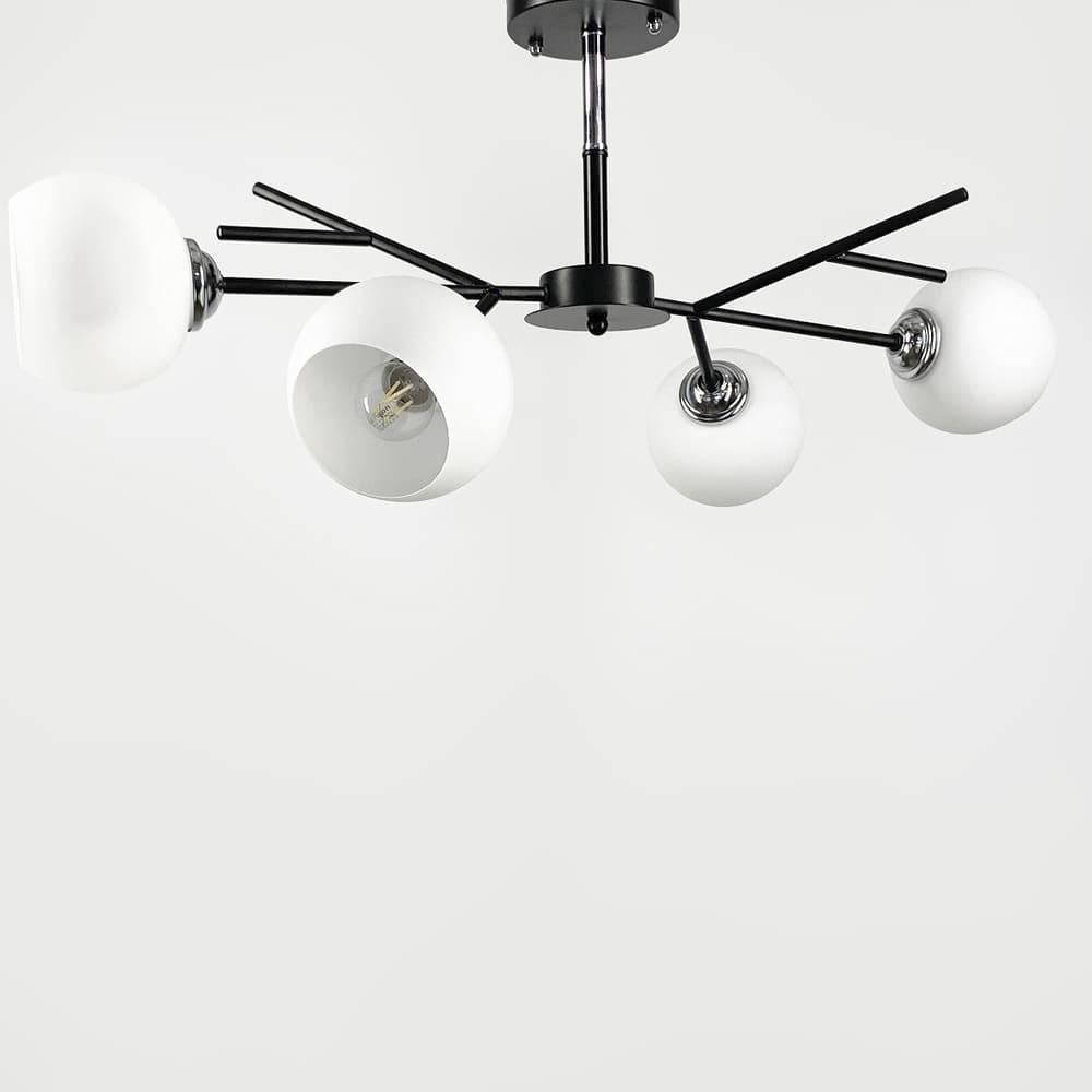 Люстра на 4 білих плафони 75х22 см (088N/4 BK+CH+WT))